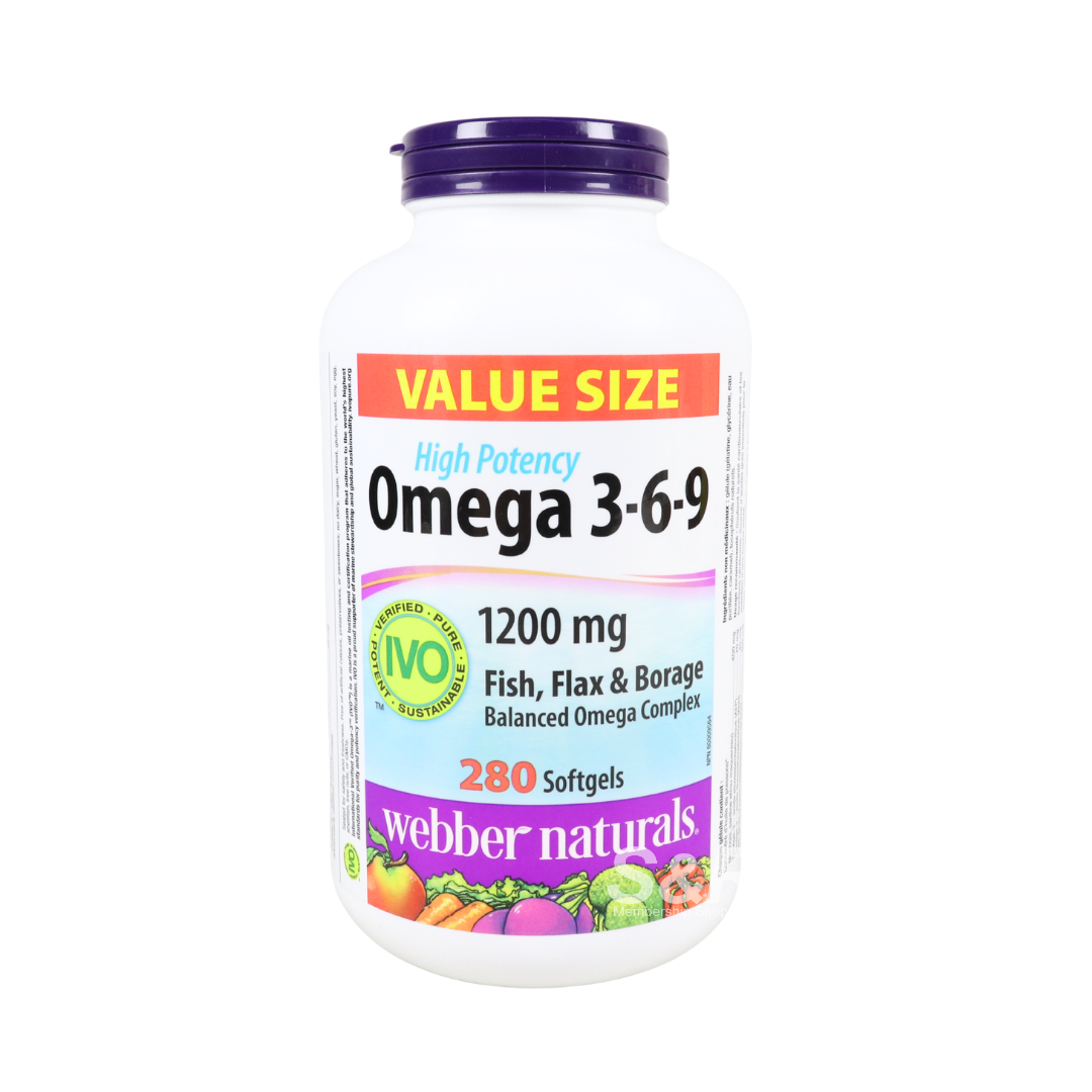 Webber Naturals Omega 3-6-9 1200mg 280 softgels